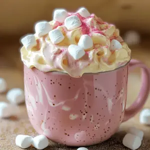 To make pink hot chocolate, you need a few key ingredients. The base is whole milk, which gives it a rich and creamy texture. Sweetened condensed milk adds sweetness and depth. White chocolate chips melt into a smooth, sweet flavor. You will also need vanilla extract for a lovely aroma.
