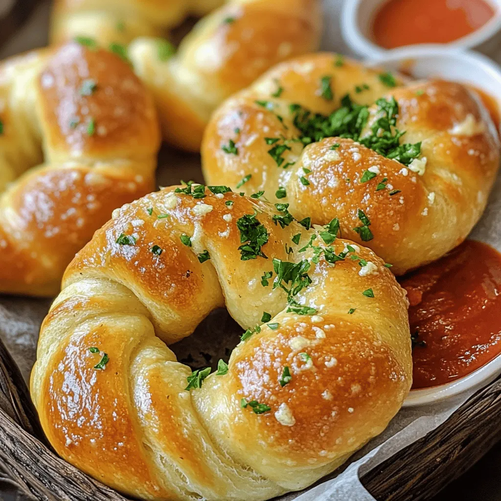 To make easy garlic knots, you need a few simple ingredients. The base of the dough includes all-purpose flour, instant yeast, salt, and sugar. For a great texture, we use 2 cups of flour. Instant yeast helps the dough rise quickly. You only need 1 teaspoon of it, along with 1 teaspoon of salt and 1 tablespoon of sugar.