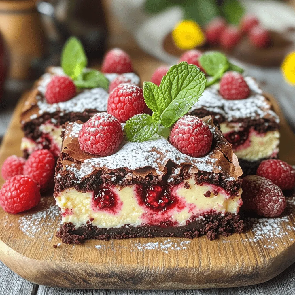 Raspberry cheesecake brownies are a delightful treat. They blend rich chocolate brownies with creamy cheesecake and fresh raspberries. This mix creates a tasty balance of flavors. The sweetness of the brownie pairs well with the tartness of the raspberries. People love them for their vibrant look and taste.