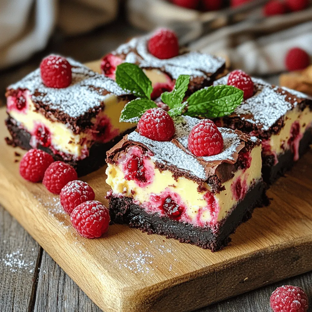 Raspberry cheesecake brownies are a delightful treat. They blend rich chocolate brownies with creamy cheesecake and fresh raspberries. This mix creates a tasty balance of flavors. The sweetness of the brownie pairs well with the tartness of the raspberries. People love them for their vibrant look and taste.