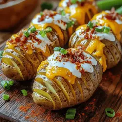 Crispy loaded hasselback potato bites are a fun twist on classic potatoes. They are small, sliced potatoes that get crispy on the outside and soft inside. You can load them with cheese, bacon, and more. This dish is a savory delight that stands out at any meal.