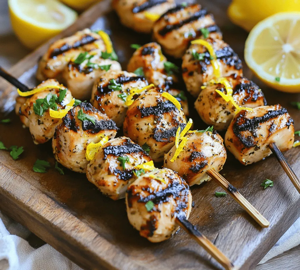 Chicken skewers have become a beloved choice in various culinary traditions around the globe. From the fragrant shish kebabs of the Middle East to the vibrant satays of Southeast Asia, skewered meats offer a delightful way to enjoy flavorful protein, especially when grilled to perfection. Among the many variations, <strong>Zesty Lemon Pepper Chicken Skewers</strong> stand out as a fresh and vibrant option, ideal for summer barbecues, family gatherings, or casual weeknight dinners. This recipe combines the bright acidity of lemon with the bold kick of black pepper, creating a dish that is not only delicious but also refreshingly light.” /></p>
</p>
<h3>Grilling vs. Baking Alternatives</h3>
</p>
<p>When it comes to preparing Zesty Lemon Pepper Chicken Skewers, you may find yourself wondering whether to grill or bake. Both methods have their merits, and the decision often comes down to personal preference and available equipment. Grilling outdoors typically infuses the chicken with a smoky flavor that baking simply can’t replicate, while baking offers a more controlled cooking environment, making it less likely for the chicken to dry out.</p>
</p>
<p>If you have the opportunity to grill, it is highly recommended as it enhances the overall flavor profile of the skewers. However, for those with limited outdoor space or inclement weather, baking can yield delicious results too. Below, we’ll explore best practices for grilling chicken skewers, ensuring you achieve perfectly cooked, flavorful bites every time.</p>
</p>
<h3>Grilling Techniques</h3>
</p>
<p><strong>Best Practices for Grilling Chicken Skewers</strong></p>
</p>
<p>Grilling chicken skewers may seem straightforward, but there are several best practices to keep in mind to ensure they turn out perfectly. First, it’s essential to use skewers that are sturdy enough to hold the chicken and vegetables. If you opt for wooden skewers, soak them in water for at least 30 minutes before grilling to prevent them from burning. Metal skewers are a great alternative as they are reusable and do not require soaking.</p>
</p>
<p><strong>Preheating the Grill: Why It Matters</strong></p>
</p>
<p>One of the most crucial steps in grilling is preheating the grill. This step is often overlooked, but it is vital for achieving that coveted sear. Preheating the grill to medium-high heat (about 400°F to 450°F) allows the chicken to cook evenly and develop those beautiful grill marks. It also helps to ensure that the chicken doesn’t stick to the grill grates, making flipping and removing them much easier.</p>
</p>
<p><strong>Recommended Grilling Times and Temperature Checks</strong></p>
</p>
<p>For Zesty Lemon Pepper Chicken Skewers, grilling times will vary based on the size of the chicken pieces and the heat of your grill. Generally, you should grill the skewers for about 10 to 15 minutes, turning them every few minutes for even cooking. It’s crucial to check the internal temperature of the chicken, which should reach 165°F to be safe for consumption. A meat thermometer is an invaluable tool to have on hand for this purpose.</p>
</p>
<p><strong>How to Achieve Perfect Grill Marks and Avoid Overcooking</strong></p>
</p>
<p>To achieve those perfect grill marks, place the skewers on the grill at a diagonal angle to the grates. After a few minutes, rotate them 90 degrees to create cross-hatch marks. To avoid overcooking, keep an eye on the skewers and use a timer. Remember, chicken can dry out quickly, so it’s essential to monitor them closely. If you notice that the chicken is browning too fast, you can move the skewers to a cooler part of the grill.</p>
</p>
<p><strong>Tips for Flipping Skewers and Ensuring Even Cooking</strong></p>
</p>
<p>When it comes time to flip your skewers, use tongs rather than a fork. Piercing the meat can cause juices to escape, leading to dry chicken. Gently lift the skewers and turn them over, ensuring that each side cooks evenly. If your skewers contain vegetables, be mindful that they might cook at different rates than the chicken. If you’re using bell peppers or onions, consider cutting them into larger pieces to prevent them from becoming overly charred while the chicken finishes cooking.</p>
</p>
<h3>Serving Suggestions</h3>
</p>
<p><strong>Presentation Tips for an Appealing Dish</strong></p>
</p>
<p>Presentation plays a key role in how appealing your Zesty Lemon Pepper Chicken Skewers will be. Arrange the skewers on a large platter, allowing them to be spaced out for visibility. A sprinkle of fresh herbs, like parsley or cilantro, can add a vibrant touch. Consider using a colorful plate or a wooden board to enhance the visual appeal.</p>
</p>
<p><strong>Ideas for Garnishing with Fresh Parsley and Lemon Wedges</strong></p>
</p>
<p>Garnishing is an easy way to elevate your dish. Fresh parsley adds a pop of green, while lemon wedges not only look inviting but also offer a burst of flavor. Place a few lemon wedges around the skewers for guests to squeeze over their portions for an extra zesty kick.</p>
</p>
<p><strong>Suggestions for Side Dishes that Complement the Skewers</strong></p>
</p>
<p>To create a well-rounded meal, consider adding complementary side dishes. Grilled vegetables, such as zucchini, asparagus, or corn on the cob, pair perfectly with the skewers. A light salad featuring mixed greens, cherry tomatoes, and a lemon vinaigrette will complement the bright flavors of the chicken. Additionally, serving a side of fluffy couscous or quinoa can provide a hearty base to soak up any extra lemony marinade.</p>
</p>
<p><strong>Exploring Dipping Sauces: Yogurt or Tzatziki as a Creamy Pairing</strong></p>
</p>
<p>For an added layer of flavor, consider serving your skewers with a dipping sauce. A creamy yogurt-based sauce or tzatziki pairs wonderfully with the zesty flavors of your chicken. To make a basic tzatziki, mix Greek yogurt with grated cucumber, minced garlic, lemon juice, and a pinch of salt. This refreshing sauce will enhance the overall dining experience and offer a cooling contrast to the spices.</p>
</p>
<h3>Nutritional Benefits of Lemon Pepper Chicken Skewers</h3>
</p>
<p><strong>Overview of the Health Benefits of the Ingredients</strong></p>
</p>
<p>Zesty Lemon Pepper Chicken Skewers are not just delicious; they also boast several nutritional benefits. Each ingredient contributes to a well-balanced and healthy dish.</p>
</p>
<p><strong>Lean Protein from Chicken</strong></p>
</p>
<p>Chicken breast is a great source of lean protein, essential for muscle repair and maintaining a healthy metabolism. Incorporating lean proteins like chicken into your diet can help promote satiety and support weight management.</p>
</p>
<p><strong>Antioxidants from Lemon and Herbs</strong></p>
</p>
<p>The use of fresh lemon and herbs in this recipe adds antioxidants, which are beneficial for combating oxidative stress in the body. Lemons are particularly high in vitamin C, an important nutrient for immune function and skin health.</p>
</p>
<p><strong>Healthy Fats from Olive Oil</strong></p>
</p>
<p>Olive oil, a key ingredient in the marinade, provides healthy monounsaturated fats. These fats can support heart health and help reduce inflammation in the body. Additionally, olive oil is rich in antioxidants and has been linked to various health benefits.</p>
</p>
<p><strong>Discussion on Portion Control and Balanced Meals</strong></p>
</p>
<p>When preparing Zesty Lemon Pepper Chicken Skewers, it’s important to practice portion control. Pairing the skewers with a variety of colorful vegetables and whole grains can create a balanced meal. Aim for a plate that consists of a lean protein, healthy fats, and plenty of vegetables to ensure you’re meeting your nutritional needs.</p>
</p>
<h3>Conclusion</h3>
</p>
<p>In summary, Zesty Lemon Pepper Chicken Skewers offer a delightful combination of flavors that are perfect for outdoor gatherings or family dinners. Grilling these skewers not only enhances their taste but also makes for a fun cooking experience. With the proper techniques and tips outlined in this article, you’ll be able to serve up perfectly cooked skewers every time.</p>
</p>
<p>These skewers are not only a delicious choice but also a healthy one, packed with lean protein, antioxidants, and healthy fats. Whether you serve them at a summer barbecue or enjoy them for a cozy weeknight dinner, they are sure to impress your guests or family.</p>
</p>
<p>We encourage you to try this recipe and embrace the joy of grilling. Experiment with different marinades, vegetables, and dips to create your unique spin on this classic dish. Happy grilling!</p>
</div>