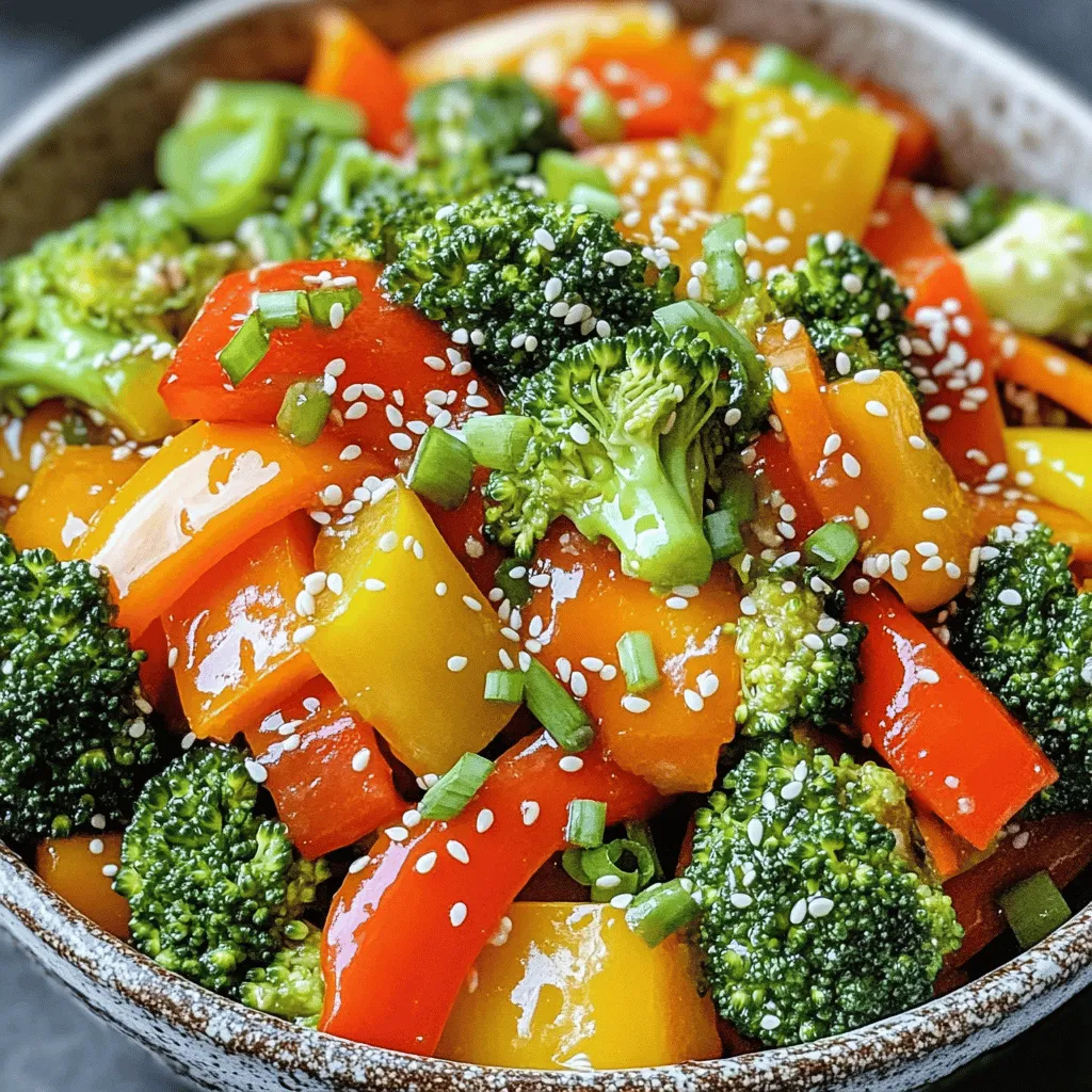 To make the easiest vegetable stir fry, gather simple, fresh ingredients. Start with 2 tablespoons of vegetable oil. This oil helps cook the veggies without sticking. You need one sliced bell pepper. Any color works, so choose your favorite. Next, grab 1 cup of broccoli florets. Broccoli adds a nice crunch and color.