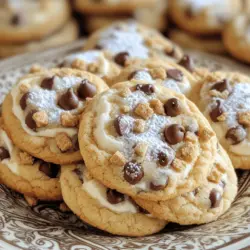 Chocolate chip cheesecake cookies are a fun twist on two classic treats. They blend a rich cheesecake flavor with chocolate chip cookies. This combo makes each bite creamy, sweet, and slightly tangy. The best chocolate chip cheesecake cookies bring joy to any dessert table.