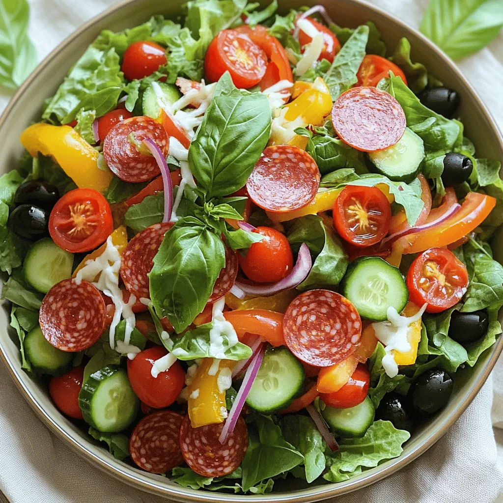 To make a tasty pepperoni salad, you need simple and fresh ingredients. Start with 4 cups of mixed greens. A mix of spinach, arugula, and romaine works well. Greens add crunch and nutrients.