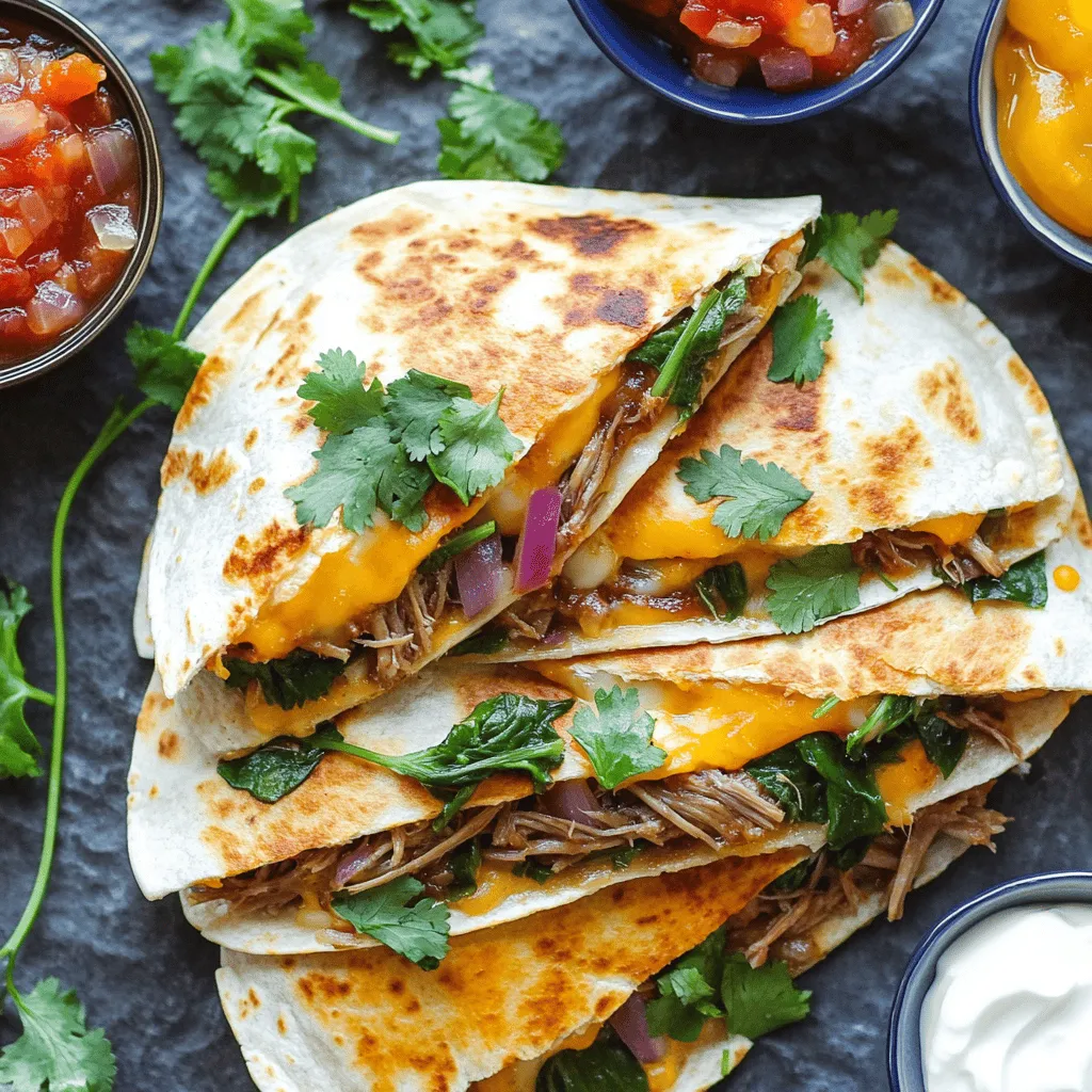 To make a great pulled pork quesadilla, you need key ingredients. First, you need pulled pork. I love using smoked pulled pork for that rich flavor. The next must-have is cheese for quesadillas. I recommend a mix of cheddar and mozzarella. This combo melts well and adds depth to each bite.