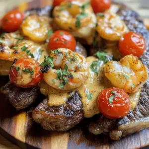 To make steak with creamy Cajun shrimp sauce, you need a few key ingredients. Start with two ribeye steaks, about one inch thick. Season them with salt and black pepper. You will also need olive oil and butter for cooking. The shrimp should be peeled and deveined, totaling one pound. For flavor, use one tablespoon of Cajun seasoning, two cloves of minced garlic, and one cup of heavy cream. You will also need half a cup of chicken broth and half a cup of cherry tomatoes, halved. Finish it off with a tablespoon of lemon juice and fresh parsley for garnish.