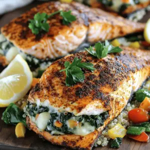 To make a great blackened salmon dish, you need fresh and simple ingredients. First, you will need four salmon fillets. Each fillet should weigh about six ounces. This size is perfect for stuffing and cooking evenly.