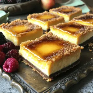 Crème brûlée cheesecake bars are a fun twist on classic cheesecake. They combine rich cheesecake with a crispy sugar topping. This dessert gives you the creamy texture of cheesecake with the crunch of crème brûlée.
