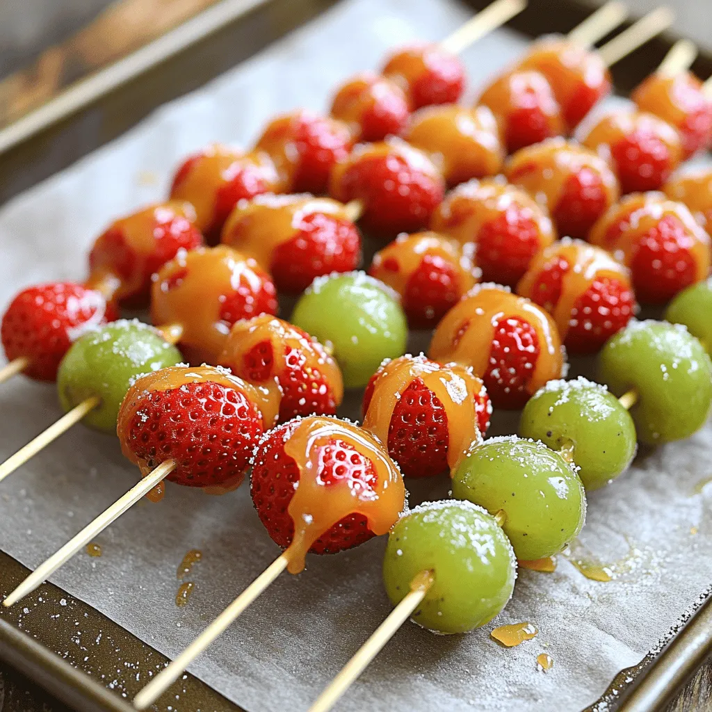 Tanghulu is a sweet snack from China. It consists of fruits coated in hard sugar. You can find it on sticks, often sold by street vendors. This treat is popular during festivals and celebrations. People love its bright colors and crunchy texture. It brings joy to many, especially children.