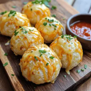 To make delicious cheesy garlic bombs, you need a few simple ingredients. Start with 1 can of refrigerated pizza dough. This dough gives you a nice base that puffs up well. For the cheesy filling, use 1 cup of shredded mozzarella cheese and 1/2 cup of shredded cheddar cheese. These cheeses melt beautifully and add great flavor.