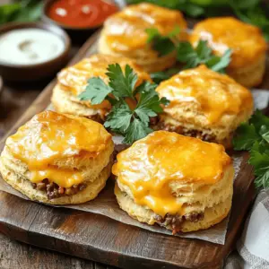 The Cheesy Beef Biscuit Bombs recipe needs simple but tasty ingredients. You will want to gather these items first.