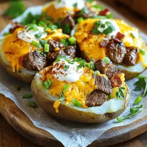 For a loaded baked potato, the right ingredients make all the difference. First, I prefer russet potatoes. They have a fluffy texture that bakes well. You need four medium-sized russet potatoes for this recipe.