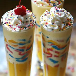 To make a tasty cake batter milkshake, you need just a few simple ingredients. The main star is vanilla ice cream. It gives the shake a creamy base. You will also need whole milk to make it smooth. Add 1/4 cup of dry yellow cake mix for that true cake flavor.