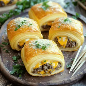 Garlic Parmesan cheeseburger bombs are tasty, stuffed burger bites. They combine ground beef, cheese, and garlic in flaky dough. Each bite delivers a burst of flavor that makes them hard to resist. You can find these savory snack recipes at parties, game days, or family dinners. They are fun to eat and perfect for sharing.