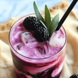 The blackberry sage iced tea latte recipe shines with fresh, simple ingredients. You need strong brewed black tea, fresh blackberries, and sage. Honey or agave syrup adds sweetness. Finally, milk brings a creamy touch.