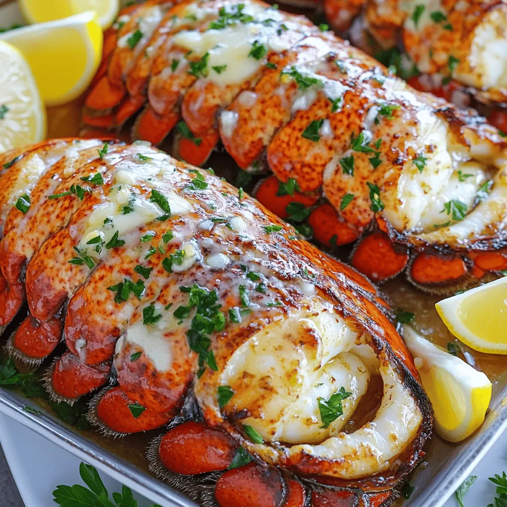 The garlic butter lobster tail recipe shines with a few key ingredients. You need fresh lobster tails, unsalted butter, and garlic. These three items create the base for a rich, tasty dish.
