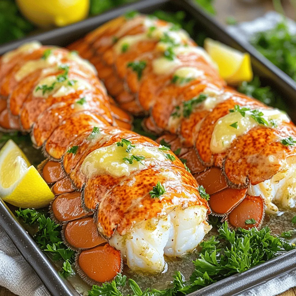 The garlic butter lobster tail recipe shines with a few key ingredients. You need fresh lobster tails, unsalted butter, and garlic. These three items create the base for a rich, tasty dish.