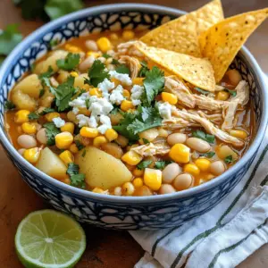 The key ingredients for Mexican Street Corn White Chicken Chili bring vibrant flavors together. You need 2 cups of cooked, shredded chicken. This adds protein and heartiness. Next, 1 cup of frozen sweet corn gives a sweet crunch. White beans, drained and rinsed, add creaminess and fiber. Diced potatoes, about 1 cup, help thicken the chili. Use Yukon Gold or Russet for the best texture.