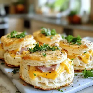 To make ham and cheese biscuits, you need a few key ingredients. First, gather 2 cups of all-purpose flour. This forms the base of your biscuits. Next, add 1 tablespoon of baking powder. This helps your biscuits rise and stay fluffy. Include 1 teaspoon of salt for flavor. A little 1/2 teaspoon of garlic powder adds a nice kick.
