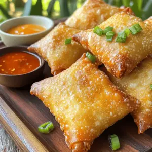 Crab Rangoon egg rolls mix two popular Asian appetizers. They blend the creamy filling of crab rangoon with the crispy crunch of egg rolls. Traditional crab rangoon has a soft, fried wonton wrapper, filled with crab and cream cheese. It is often served with sweet and sour sauce as a dip. In contrast, egg rolls have a thicker wrapper and are usually larger.