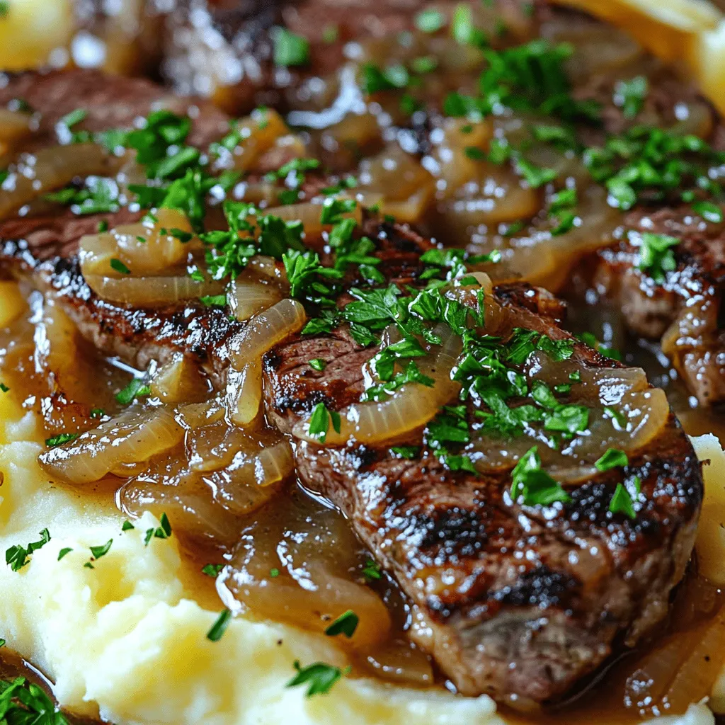 To create a great onion gravy smothered steak, you need the right ingredients. The backbone of this dish is the meat. I recommend using ribeye or sirloin steaks. They have the right amount of fat and flavor. These cuts make the steak juicy and tender.