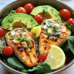 For the epic garlic-lemon salmon power bowl, you need fresh, quality ingredients. The star of this dish is the salmon. You want two fillets, about six ounces each. Salmon is rich in omega-3 and adds great flavor.