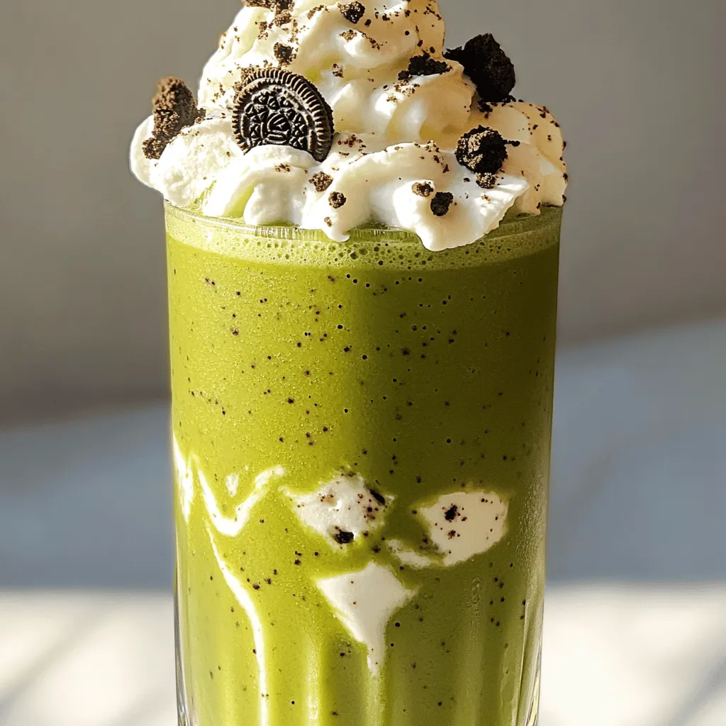 To make a Cookies & Cream Matcha Frappe, you need just a few key ingredients. This drink combines sweet and earthy flavors to create a delightful treat.