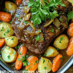 To make a savory pot roast, you need a few key ingredients. Start with 3-4 pounds of beef chuck roast. This cut is perfect for pot roast because it becomes tender and juicy. Next, gather your seasonings. You will need salt, black pepper, garlic powder, onion powder, dried thyme, and dried rosemary. These spices create a rich flavor.