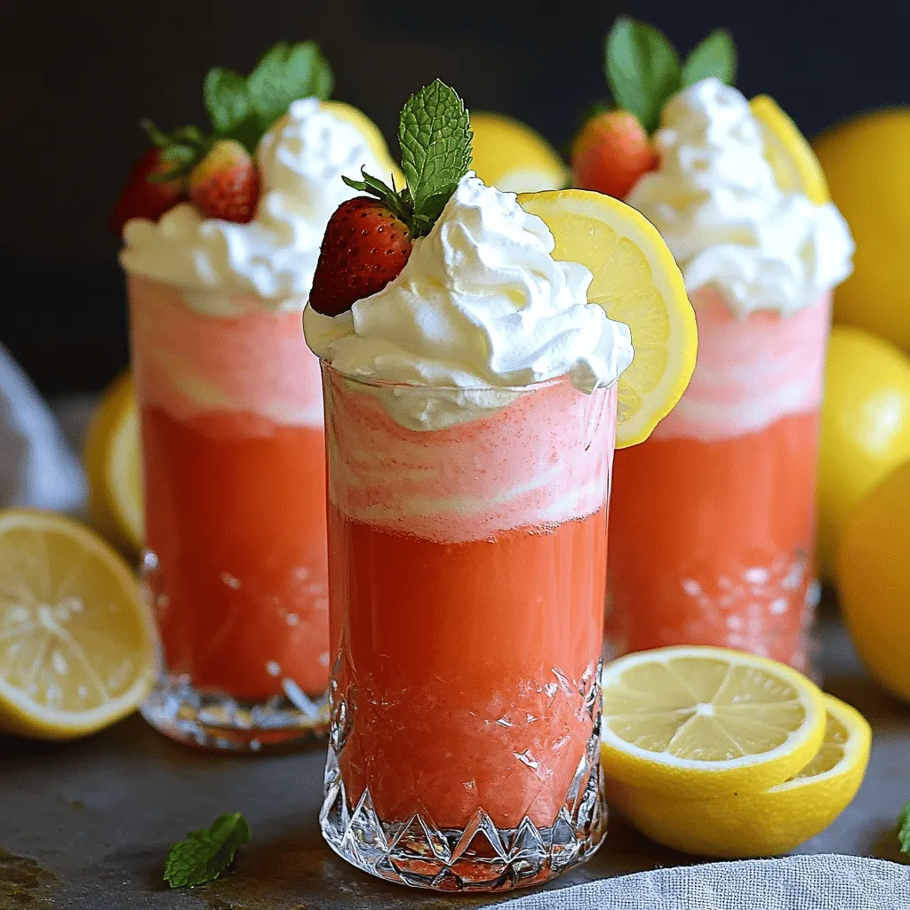 To make whipped pink lemonade, you need simple, fresh ingredients. The main pink lemonade ingredients include fresh lemon juice, granulated sugar, and cold water. You will also need strawberries for that lovely pink color and sweet taste.