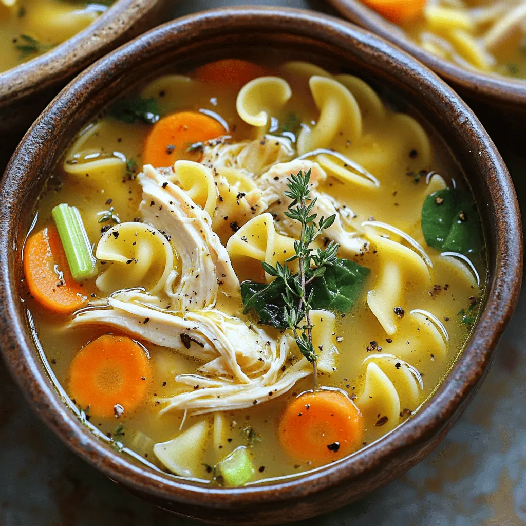 Chicken noodle soup is a warm hug in a bowl. The main chicken noodle soup ingredients include chicken, broth, and noodles. You need 1 pound of boneless, skinless chicken breasts. This choice keeps the soup light and healthy. Next, use 6 cups of low-sodium chicken broth. This broth brings all the flavors together.