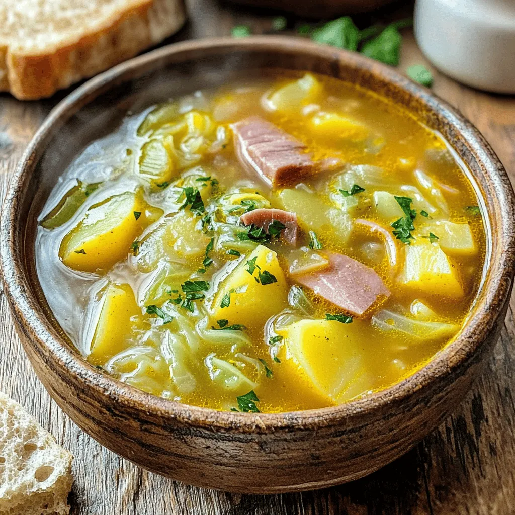 To make this cozy ham bone soup, you need a few key ingredients. The heart of this dish is the ham bone. It adds rich flavor and some tender meat. You will also need six cups of low-sodium chicken broth. This broth brings warmth and depth to the soup.