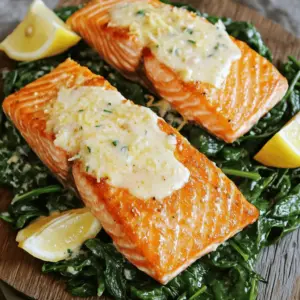 For a tasty salmon florentine recipe, you need fresh and simple ingredients. Start with two salmon fillets, about 6 oz each, with the skin on. This skin helps keep the fish moist while cooking. You’ll also need one tablespoon of olive oil, salt, and pepper for seasoning.