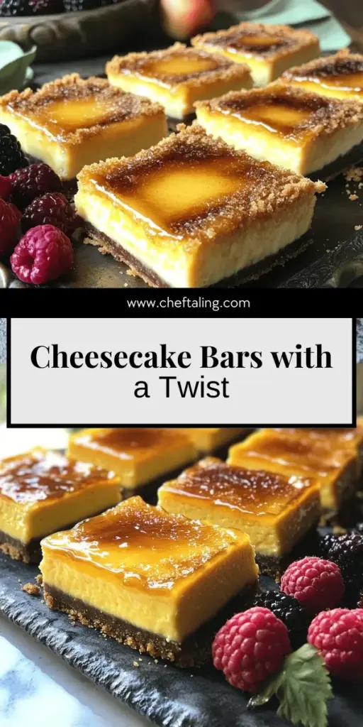 Indulge your sweet tooth with delectable crème brûlée cheesecake bars! This easy recipe fuses creamy cheesecake with a crunchy caramelized topping, resulting in a dessert that’s a feast for the senses. Discover the unique history behind these bars and the simple steps to perfect them. Whether for a special occasion or a casual treat, these bars will dazzle your guests. Click through to explore the full recipe and start baking today!