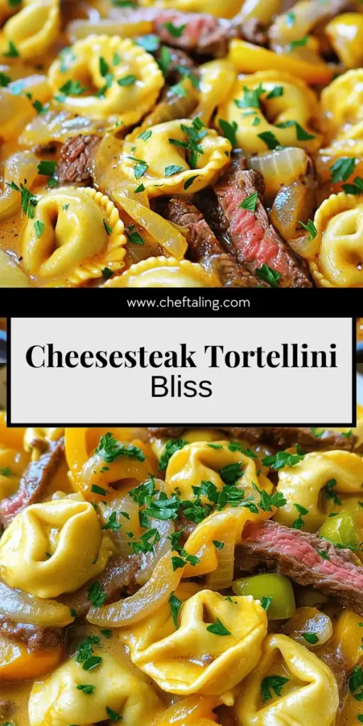 Elevate your dinner game with this Cheesesteak Tortellini in Rich Provolone Sauce! This creamy pasta dish brings together the bold flavors of cheesesteak and cheesy tortellini for a meal everyone will love. Packed with ribeye steak, sautéed veggies, and a velvety provolone sauce, it's comfort food at its finest. Discover the simple steps to whip up this unforgettable dish and impress your family tonight. Click through for the full recipe!