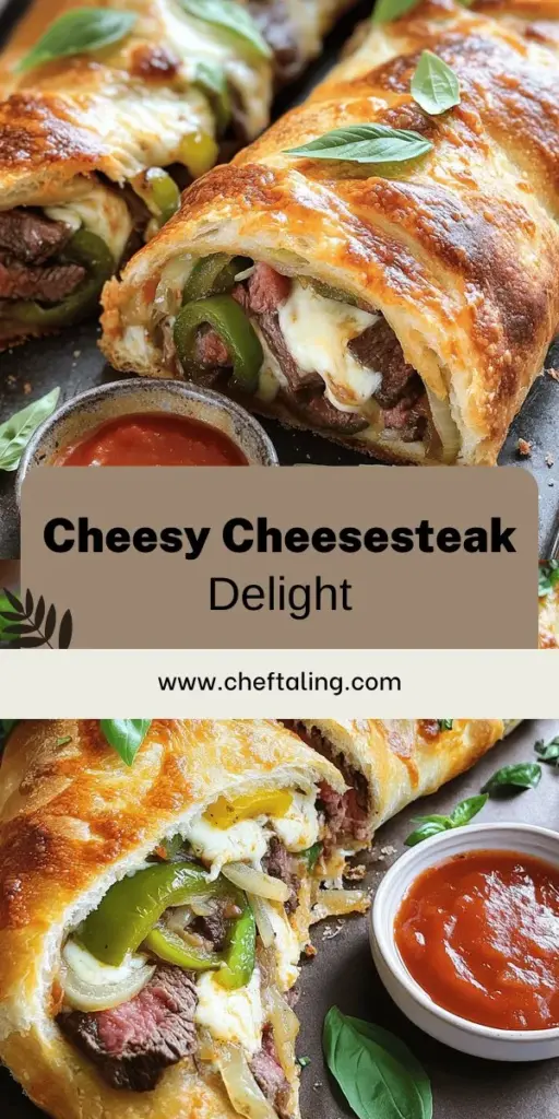 Indulge in the savory delight of Mozzarella Cheesesteak Stromboli! This easy recipe combines gooey mozzarella, tender steak, and flavorful veggies all wrapped in golden dough, making it perfect for gatherings or family dinners. Discover essential ingredients, simple cooking tips, and fun variations to make your stromboli truly unique. Click through to explore the full recipe and elevate your dinner game today!