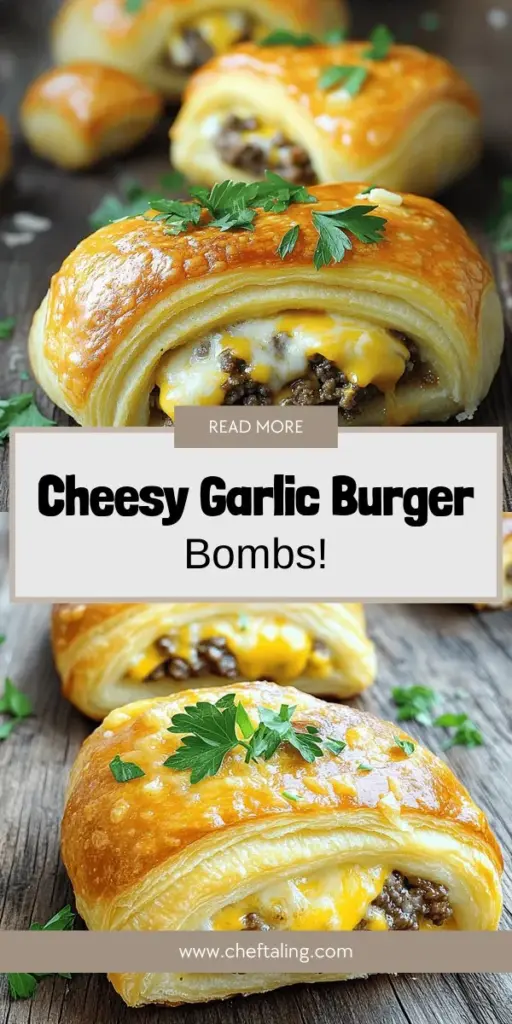 Indulge in the ultimate flavor explosion with Garlic Parmesan Cheeseburger Bombs! These savory snacks feature juicy beef, melty cheese, and rich garlic, perfect for game day or gatherings. Discover the simple steps to make these delicious bites and explore creative variations to impress your guests. Click now for the full recipe and unlock the secrets to a mouthwatering dish that everyone will love! Don't miss out on this tasty adventure!