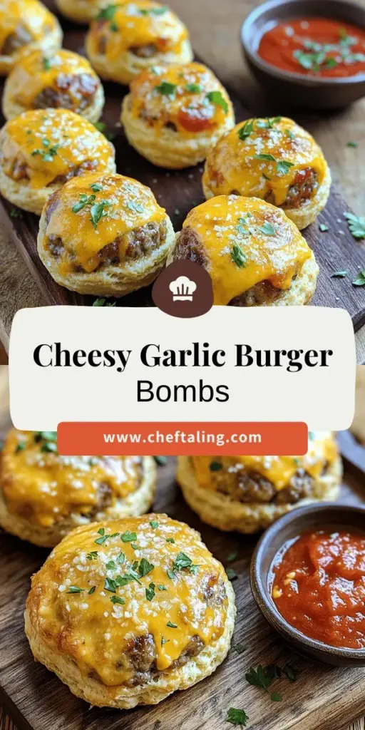 Impress your guests with delicious Garlic Parmesan Cheeseburger Bombs, the perfect easy appetizer for any gathering! This simple recipe combines ground beef, gooey cheese, and flaky biscuit dough, creating mouthwatering bites packed with flavor. With minimal ingredients and straightforward steps, you'll have a crowd-pleaser in no time. Discover all the details to whip up these tasty treats and elevate your next party. Click to explore the full recipe now!