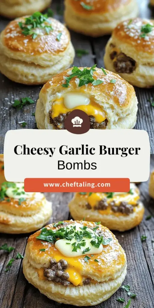 Looking for a snack that will wow your guests? Try making Garlic Parmesan Cheeseburger Bombs! This easy recipe combines juicy ground beef, creamy cheeses, and a hint of garlic, all wrapped in fluffy biscuit dough. Perfect for game days or casual gatherings, these bites are flavorful and fun to make. Explore the full recipe to learn tips, variations, and serving suggestions that will take your party to the next level. Click through to get started!