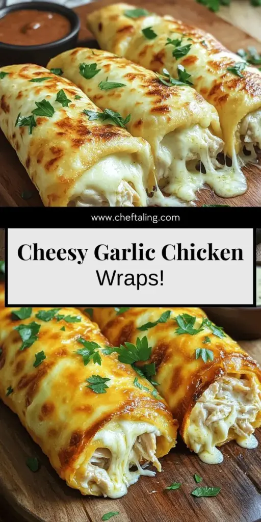 Craving a quick and tasty meal? Look no further than these Cheesy Garlic Chicken Wraps! Packed with juicy chicken, melty cheese, and rich garlic flavor, this simple recipe is perfect for lunch or dinner. In just 30 minutes, you can enjoy a delicious dish that's easy to customize and full of fresh ingredients. Ready to make your taste buds happy? Click through to discover the full recipe and elevate your mealtime today!