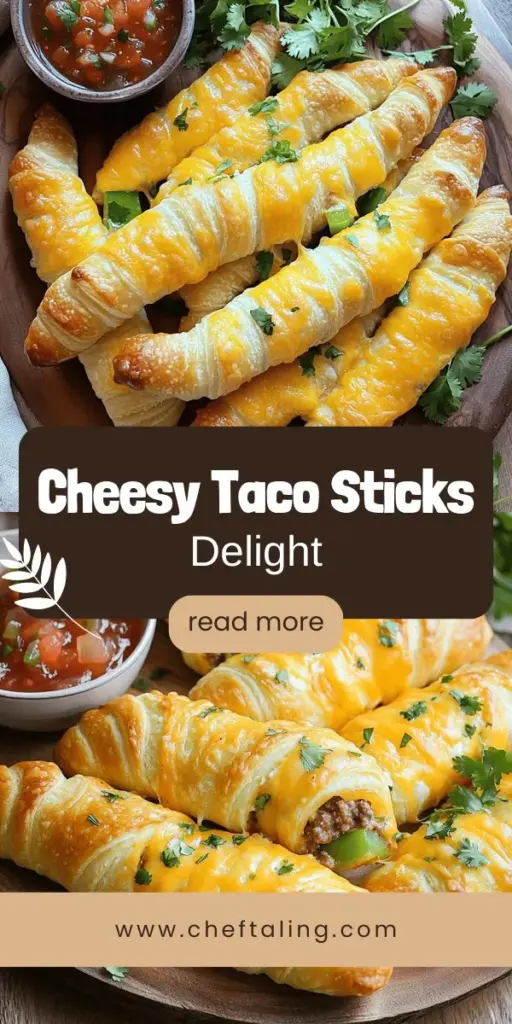 Indulge in the ultimate snack with cheesy taco sticks! This simple and delicious recipe combines savory beef, vibrant veggies, and gooey cheese all wrapped in flaky crescent dough. Perfect for parties or family dinners, these cheesy taco sticks will impress your guests. Explore easy variations to customize your taste and learn tips for the best cheese melting. Click through for the full recipe and elevate your snack game today!