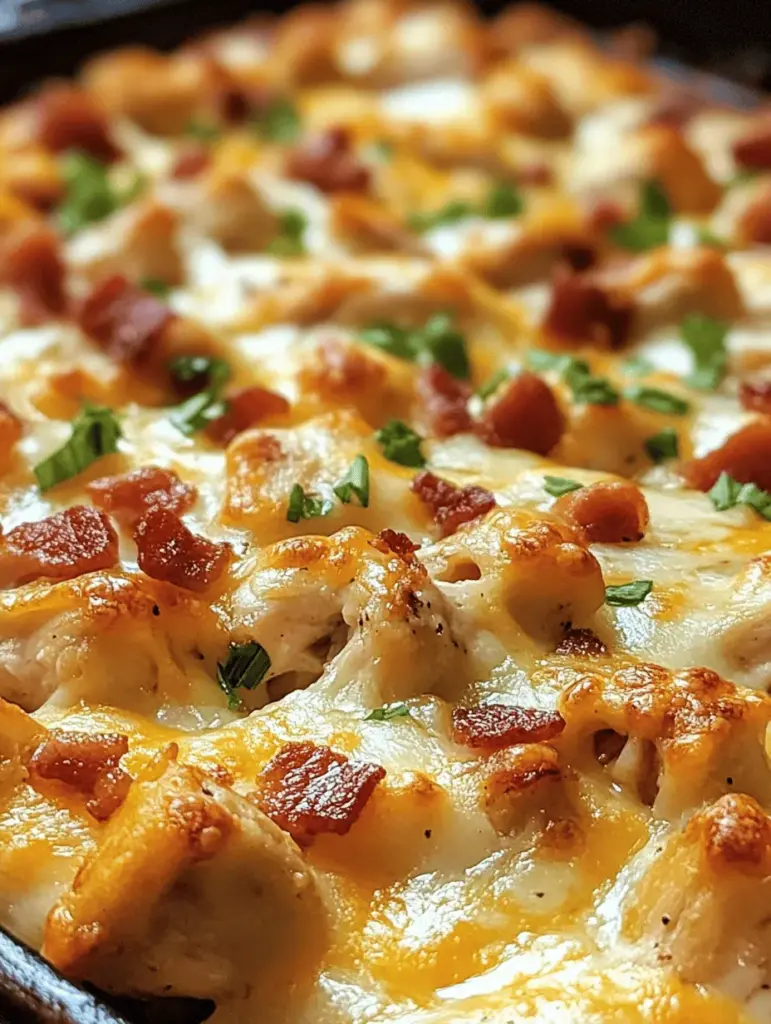 Discover the ultimate comfort food with this Cheesy Chicken Bacon Ranch Casserole! Packed with tender chicken, crispy bacon, creamy ranch dressing, and melty cheese, this dish is a crowd-pleaser for family dinners or potlucks. Easy to make and loaded with flavor, it’s perfect for busy weeknights. Elevate your comfort food game and enjoy a satisfying meal that everyone will love. Try this delicious recipe today!