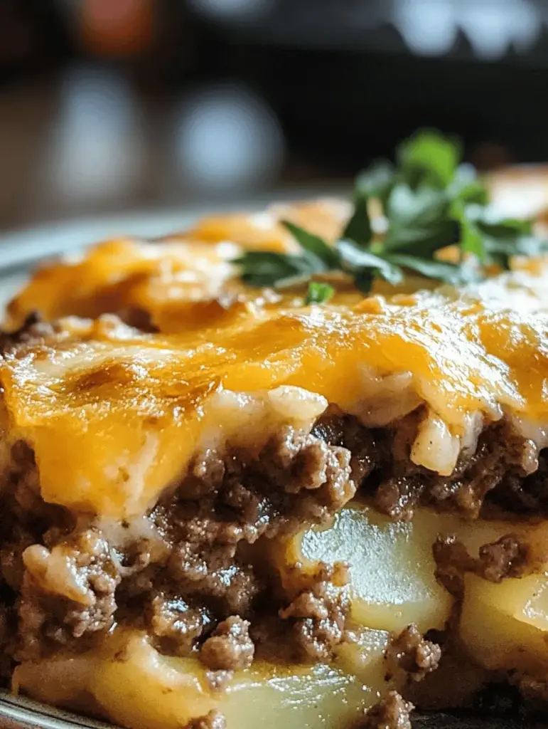 Satisfy your cravings with this Cheesy Hamburger Potato Casserole, the ultimate comfort food! This easy-to-make dish combines seasoned ground beef, tender potatoes, and gooey cheese, creating a deliciously hearty meal that's perfect for weeknight dinners or family gatherings. Dive into layers of flavor that will warm your heart and fill your belly. Don't miss out on this cozy recipe that everyone will love! Save it for your next cooking adventure!