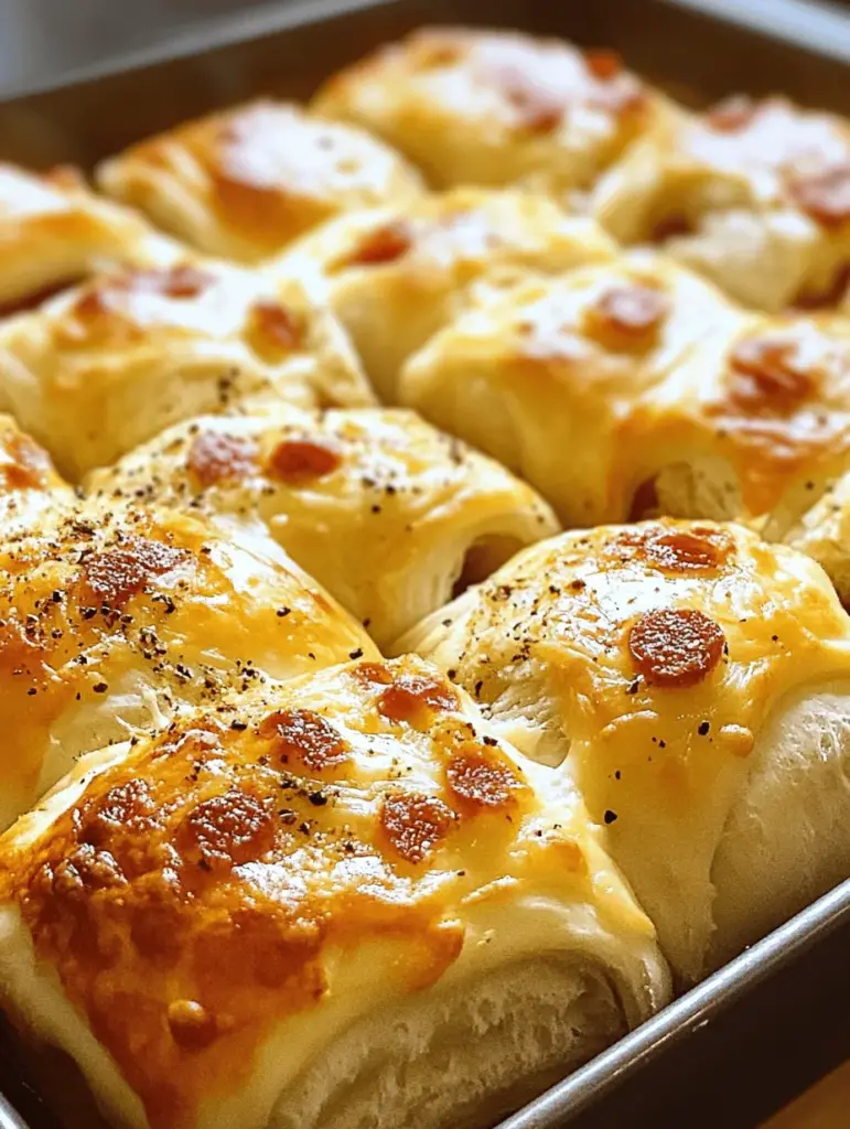 Discover the irresistible taste of Pepperoni Rolls, a cheesy delight that's perfect for any occasion! These scrumptious snacks are easy to make and packed with flavor, featuring pepperoni and gooey cheese wrapped in soft, buttery dough. Whether for game day, a party, or a quick weeknight dinner, they’re sure to impress. Click to find the full recipe and learn how to create this mouthwatering treat that everyone will love!