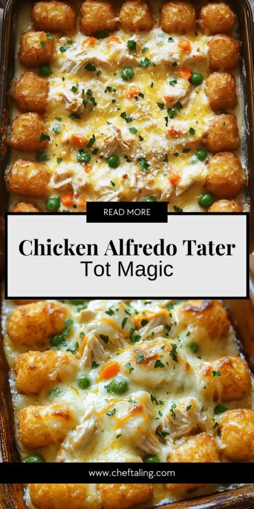 Indulge in the ultimate comfort meal with my Savory Creamy Chicken Alfredo Tater Tot Casserole! This hearty dish combines tender chicken, a rich Alfredo sauce, and crispy tater tots for a family-friendly feast everyone will love. Perfect for busy weeknights, this easy recipe is customizable to suit everyone’s tastes. Click through to discover the full recipe and make this delightful casserole for your next dinner!