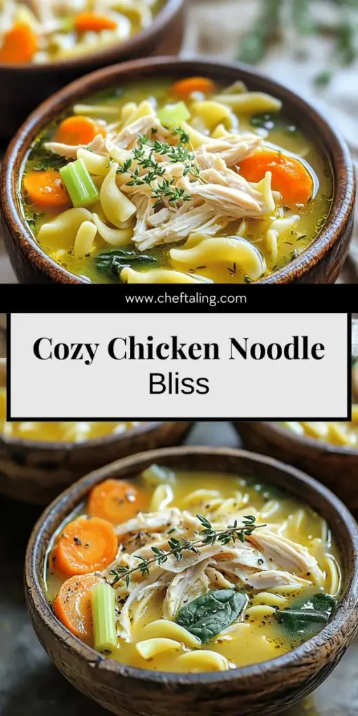 Looking for a warm and satisfying meal? This easy chicken noodle soup recipe is your go-to for comfort and deliciousness. With fresh ingredients like chicken, veggies, and herbs, you can whip up a bowl of joy in no time. Perfect for cozy dinners or when you're feeling under the weather, this recipe offers flexibility for dietary needs too. Click through now to explore the full recipe and start cooking your ultimate comfort food!