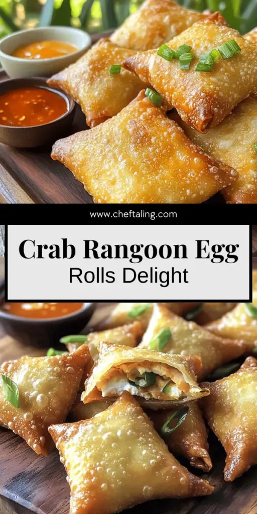 Elevate your appetizer game with Crab Rangoon Egg Rolls, a fun twist on a classic favorite! These crispy bites combine the creamy filling of crab rangoon with a crunchy egg roll shell, making them perfect for parties or game day. Discover the key ingredients, easy preparation steps, and tasty variations to impress your guests. Click through to explore delicious recipes and make your next gathering unforgettable!