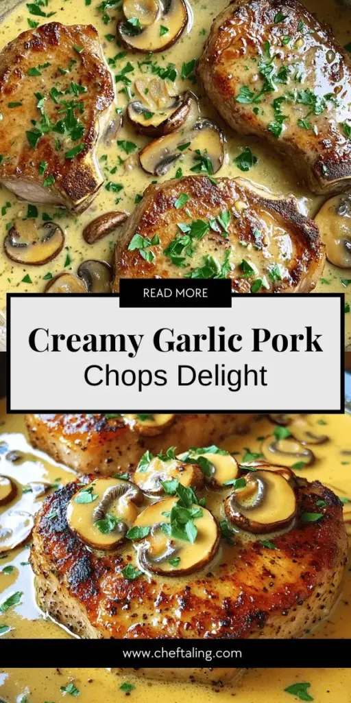 Elevate your dinner with this delicious garlic pork chops in creamy mushroom sauce recipe! This dish combines juicy pork chops with a rich and flavorful creamy sauce that's easy to make. Perfect for impressing family or indulging in comfort food, this recipe provides clear steps and tips for success. Don't miss out on the full recipe to create a meal everyone will love. Click through to explore and start cooking!