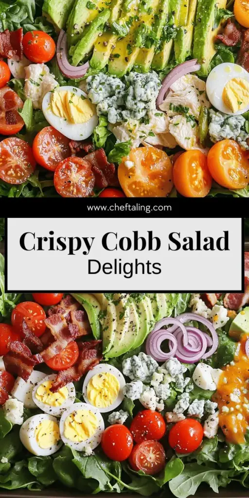Create a fresh and flavorful meal with a classic Cobb salad! This delicious recipe combines vibrant greens, tender chicken, creamy avocado, crispy bacon, and tangy blue cheese for a satisfying dish that's perfect for any occasion. Discover step-by-step instructions, ingredient tips, and fun variations to make it your own. Click through for the full recipe and impress your family and friends with this delightful salad!