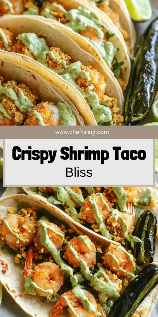 Elevate your taco night with these Crispy Shrimp & Poblano Tacos topped with creamy avocado cilantro sauce! This recipe features juicy shrimp, roasted poblanos, and fresh toppings, making each bite a flavor explosion. It's easy to make and perfect for impressing family and friends. Ready to create a taco masterpiece? Click through for the full recipe and step-by-step tips to guide you in crafting your delicious tacos at home!